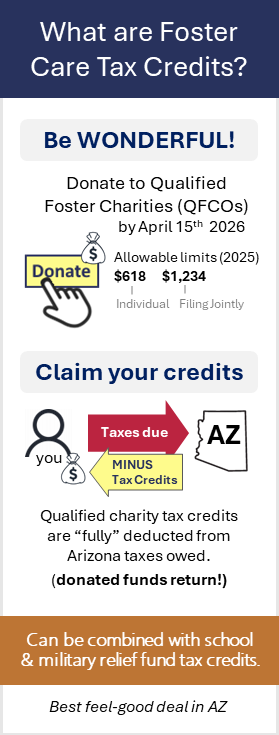 arizona tax credit for foster care info